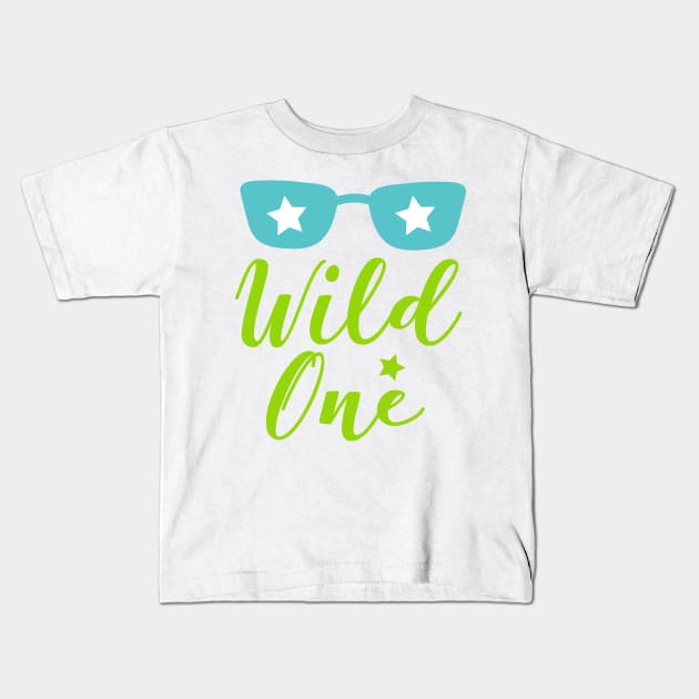 Wild One, Wild Child, Sunglasses, Stars Kids T-Shirt by Jelena Dunčević